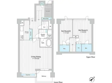 参宮橋 マンション(2LDK/1階)の間取り写真