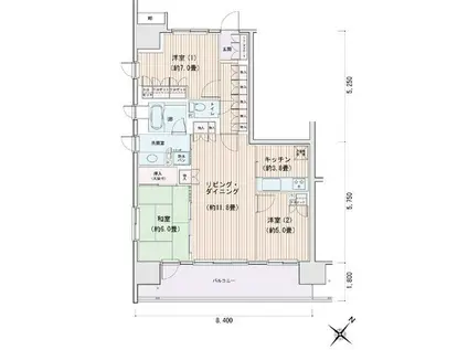 エスティメゾン豊洲レジデンスC棟(3LDK/5階)の間取り写真