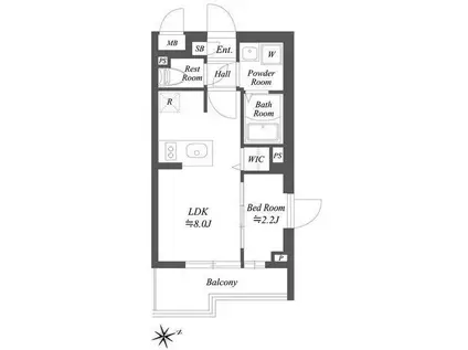 ブランシエスタ用賀(1LDK/4階)の間取り写真