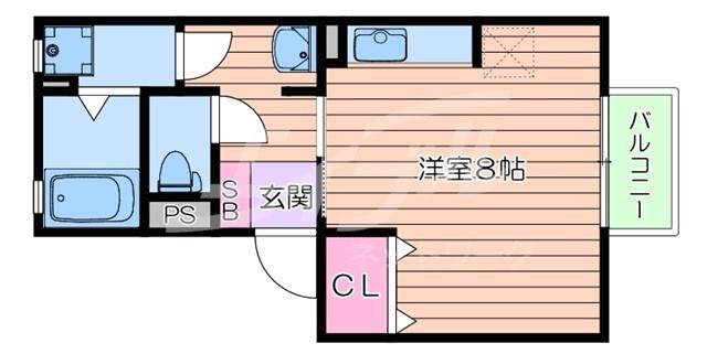 テラー・ウエスト新芦屋(ワンルーム/2階)の間取り写真