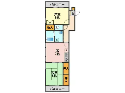 リバーコート(2DK/2階)の間取り写真