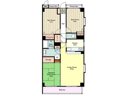 アーク昭島レジデンス(3LDK/1階)の間取り写真