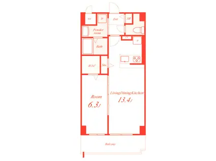 ヴェルデール新横浜(1LDK/6階)の間取り写真