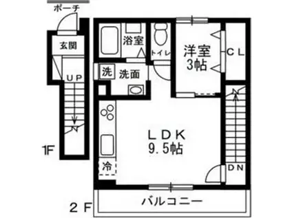 メゾン・ド・ソレイユ(1LDK/2階)の間取り写真