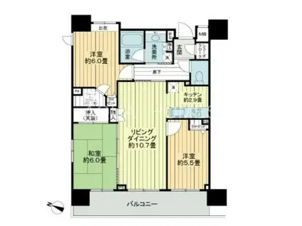 クレストフォルム浅草グランステージ(3LDK/2階)の間取り写真