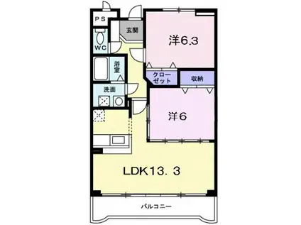 ソル・レヴェンテ(2LDK/2階)の間取り写真