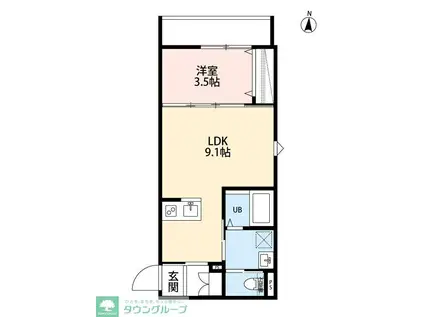 BEARWOOD LAKES市川大野(1LDK/3階)の間取り写真