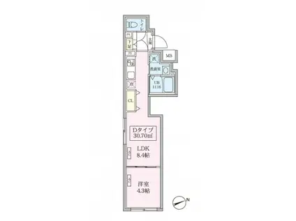 スカイコートリュクス品川大崎(1LDK/2階)の間取り写真
