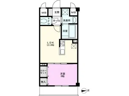 クラウンマンション(1LDK/3階)の間取り写真