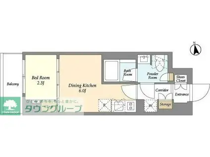 AIFLAT品川戸越パークサイド(1DK/2階)の間取り写真