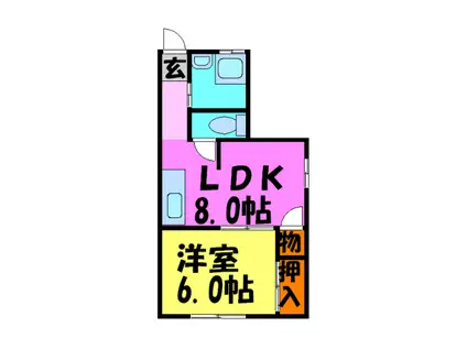 島上マンション(1LDK/2階)の間取り写真