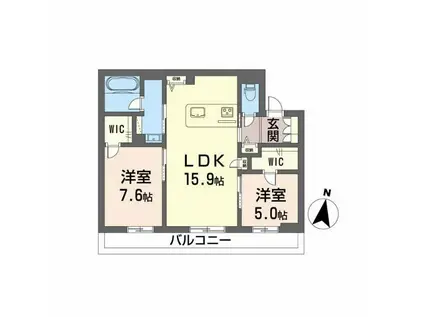 シャーメゾン春日(2LDK/2階)の間取り写真