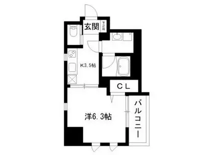 PARA HEROS(1K/2階)の間取り写真