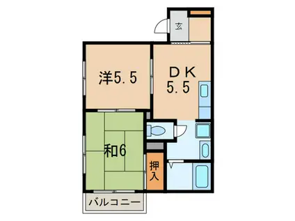 スカイハイツ(2DK/2階)の間取り写真