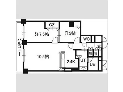 PRIME URBAN札幌 RIVER FRONT(2LDK/2階)の間取り写真