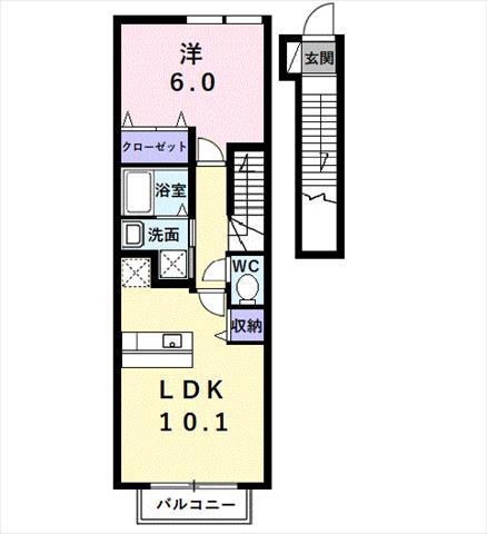 クラールコート(1LDK/2階)の間取り写真