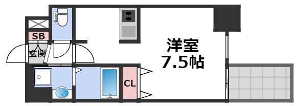 レオンコンフォート上本町(ワンルーム/8階)の間取り写真
