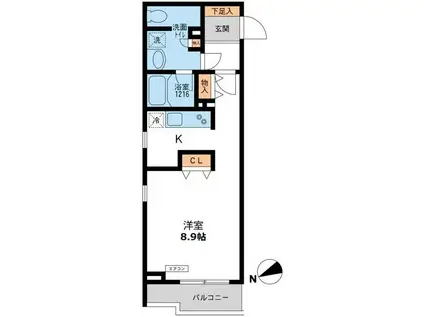 パシフィックコート目黒南(ワンルーム/1階)の間取り写真