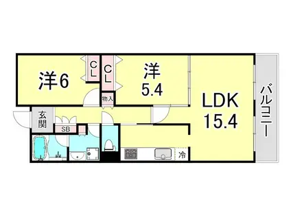 甲子園三番町ハイツ(2LDK/3階)の間取り写真