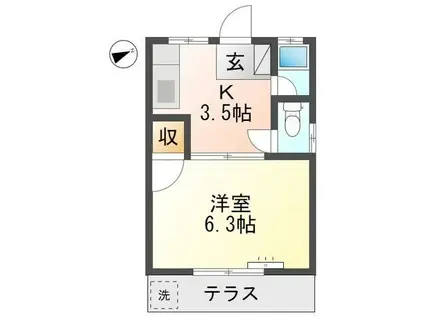 レニーハイツ(1K/1階)の間取り写真