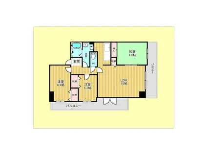 トレビバース上山手公園I(3LDK/7階)の間取り写真
