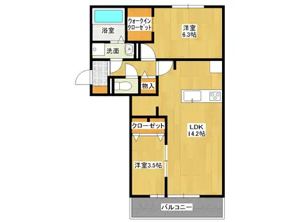 D-TOWN神埼 I(2LDK/3階)の間取り写真