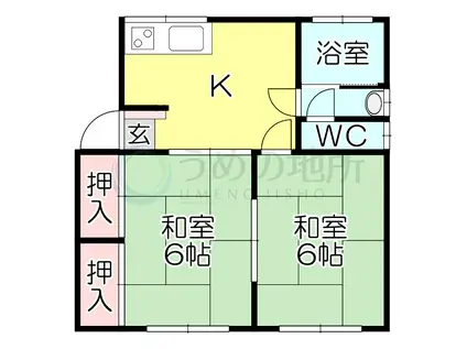 矢野アパート(2DK/1階)の間取り写真