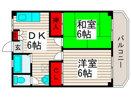 グランディーヌ(2DK/3階)の間取り写真