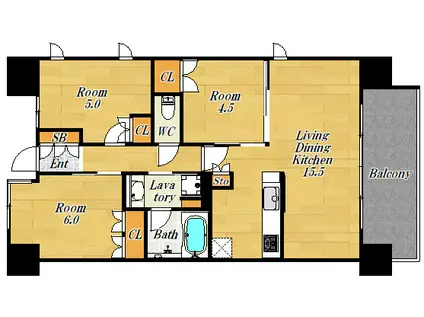 パークホームズノースゲートスクエア(3LDK/2階)の間取り写真