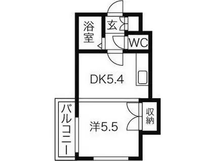 プレサント南2西19(1DK/3階)の間取り写真