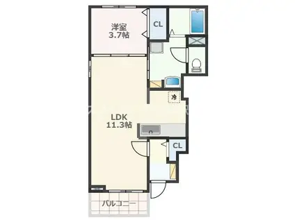 デーア・グランデII(1LDK/1階)の間取り写真