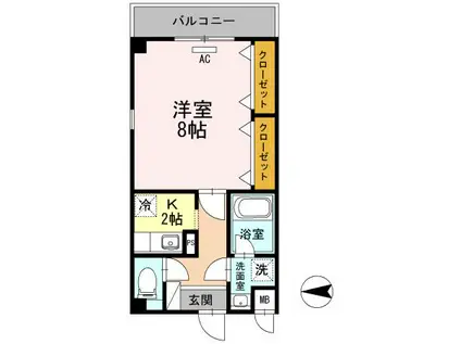 セジュールのぞみ野(1K/2階)の間取り写真