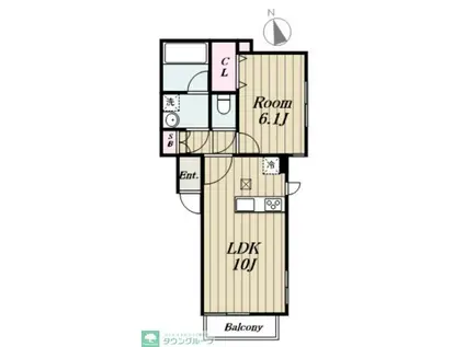 AVENTISM早稲田(1LDK/1階)の間取り写真