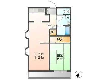 ビジデンスバンブイン(1LDK/2階)の間取り写真