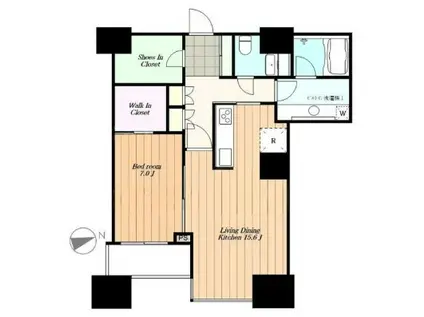 高輪ザ・レジデンスタワー棟(1LDK/14階)の間取り写真