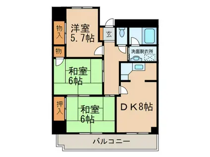 ロイヤル杁中(3DK/10階)の間取り写真