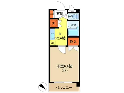 カスカータ鷺沼(1K/6階)の間取り写真