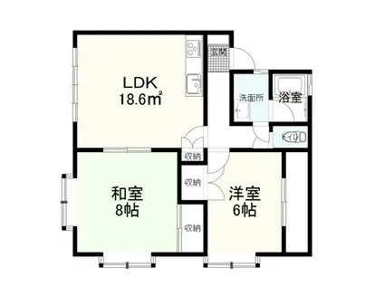 サンライフ北平(2LDK/2階)の間取り写真