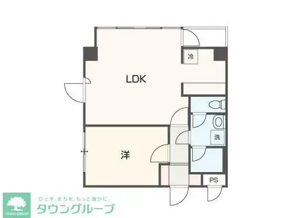 ベルヴィ野沢(1LDK/4階)の間取り写真