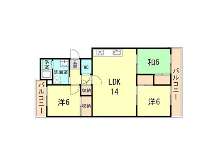 ピュアハイツ明石(3LDK/4階)の間取り写真