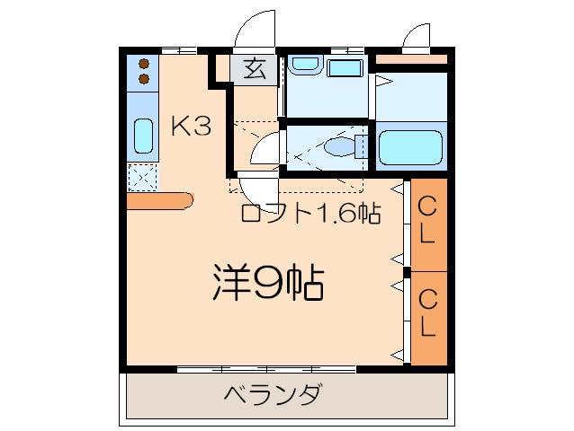 ミラシオン古渡(1K/2階)の間取り写真