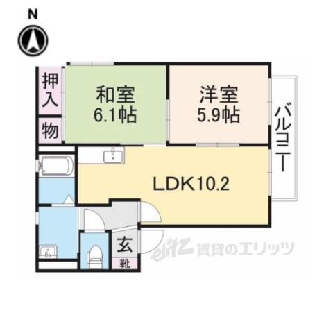エルドラード五位堂(2LDK/2階)の間取り写真