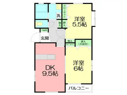 シーサイドコート(2DK/1階)の間取り写真