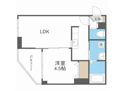 レジディア北二条イーストIII(1LDK/2階)の間取り写真