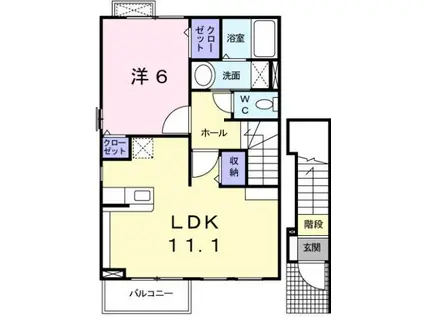 カーサ・K(1LDK/2階)の間取り写真