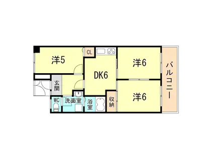 シャトランニューウエスト(3DK/4階)の間取り写真