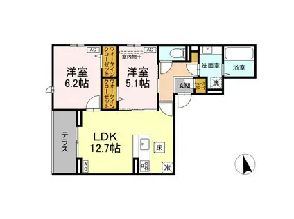 D-セアリス椿森(2LDK/1階)の間取り写真