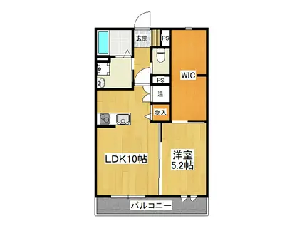 ジュネス・サクラ A棟(1LDK/2階)の間取り写真