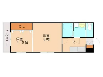 K&Y寺塚(2K/2階)の間取り写真