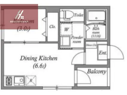 ハーモニーテラス平野ドゥエ(1DK/2階)の間取り写真